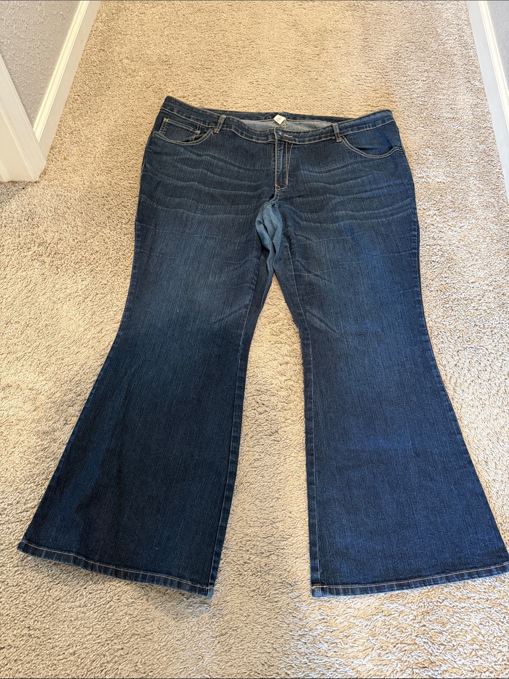 Old Navy Dark Blue Flare Jeans - Wide Leg Denim — 24